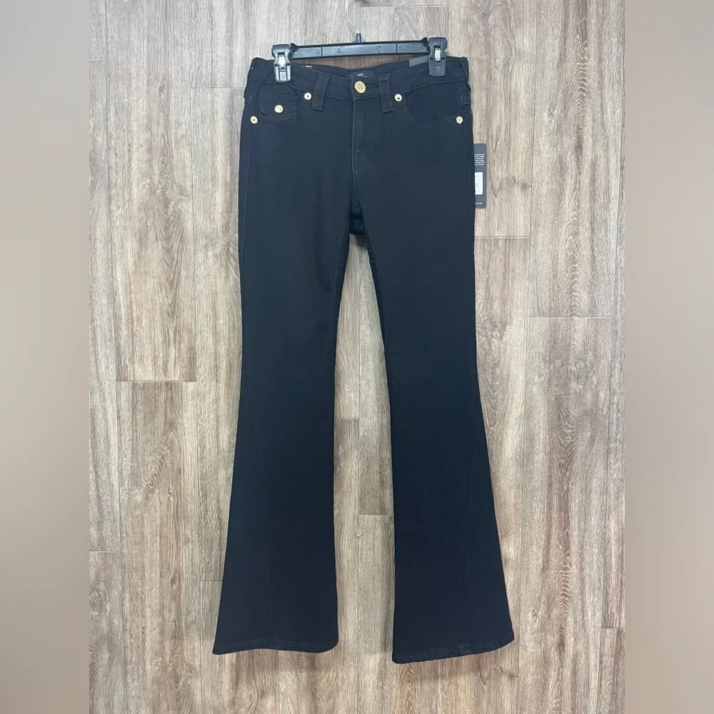 True Religion Joey Mid Rise Flare Black Jeans